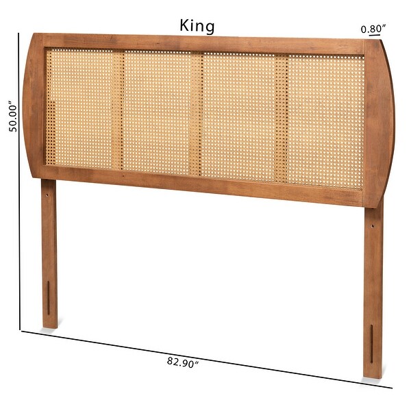 Harris Ash Walnut Wood and Synthetic Rattan Headboard - - 32969782