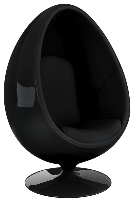 Aron Living Pod Chairs 53 quotFiberglass and Wool Easter Egg Chair  Black   Midcentury   Armchairs And Accent Chairs   by World Modern Design  Houzz