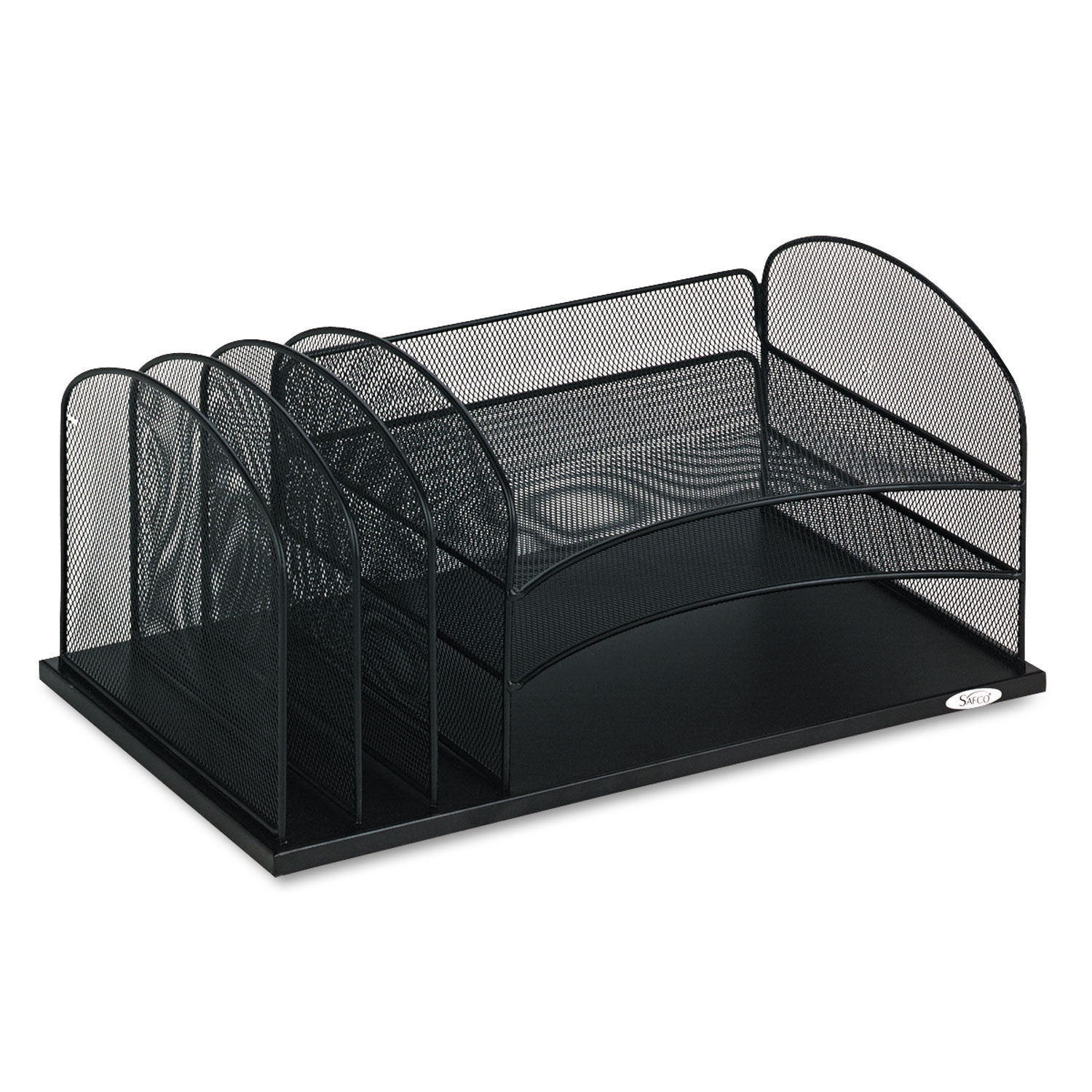 Onyx Desk Organizer with Three Horizontal and Three Upright Sections by Safcoandreg; SAF3254BL