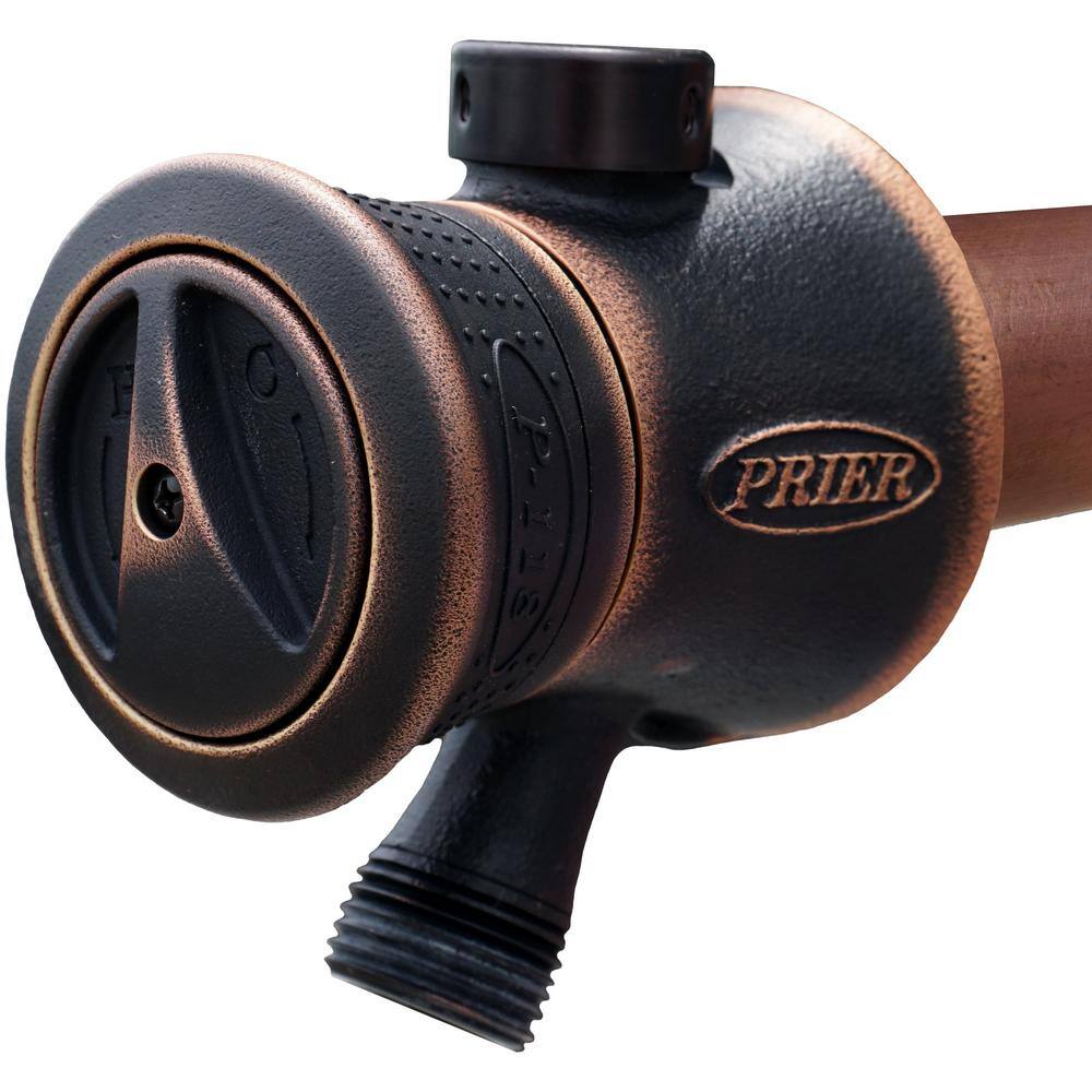 Prier Products 6 in. Single Handle Hot and Cold Mixing Hydrant Oil Rubbed Bronze 12 in. Plain Copper Ends P-118L06-ORB