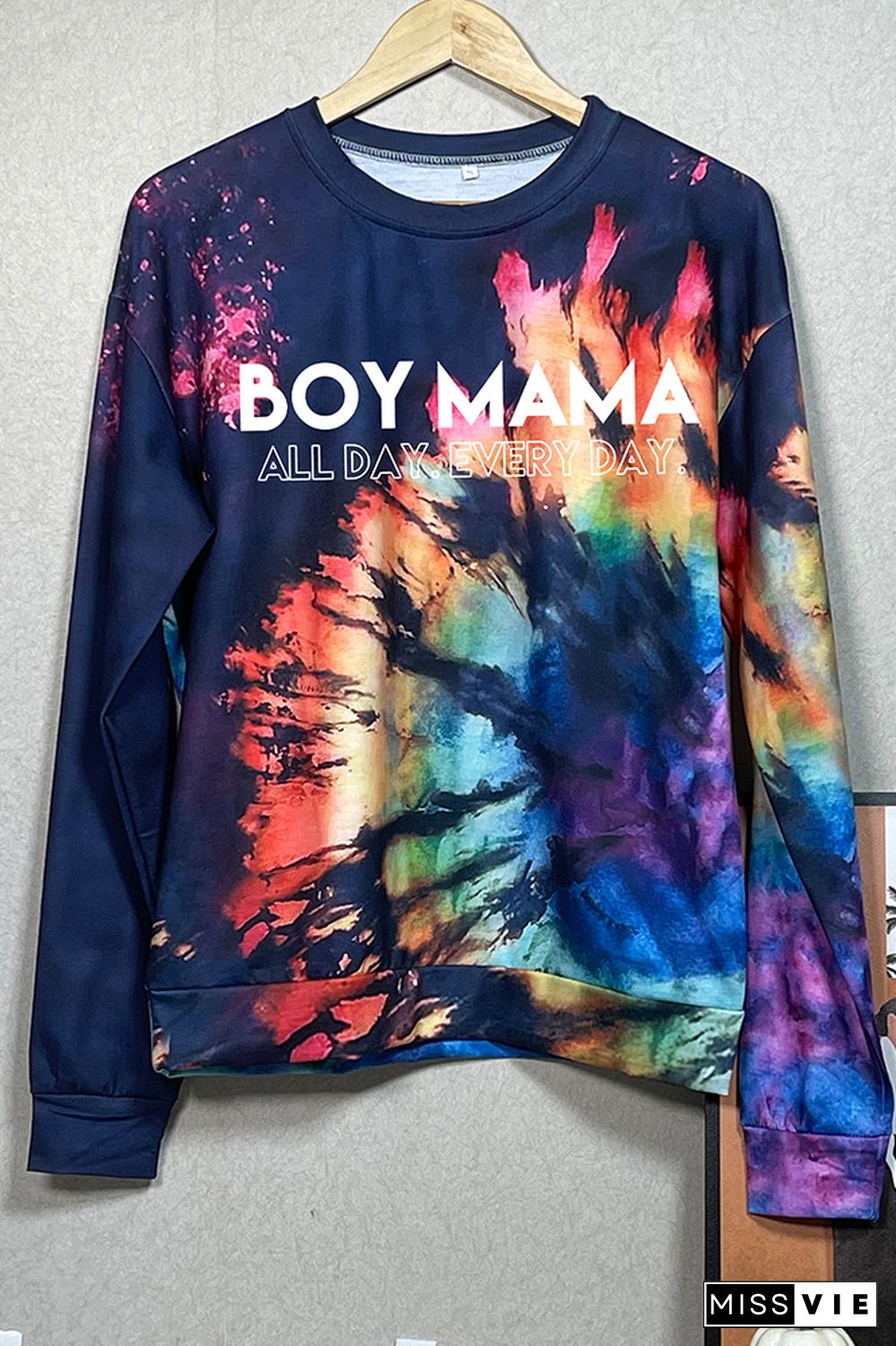 Bleached Tie Dye O-neck Sweatshirt Women Wholesale