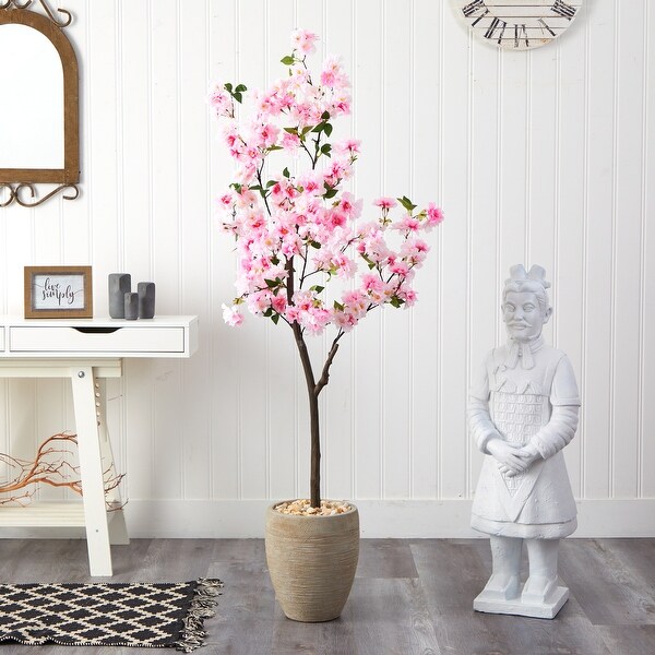 5.5' Cherry Blossom Artificial Tree in Sand Colored Planter