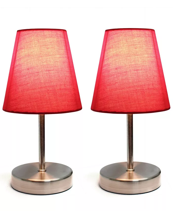 All The Rages Simple Designs Sand Nickel Mini Basic Table Lamp with Fabric Shade 2 Pack Set