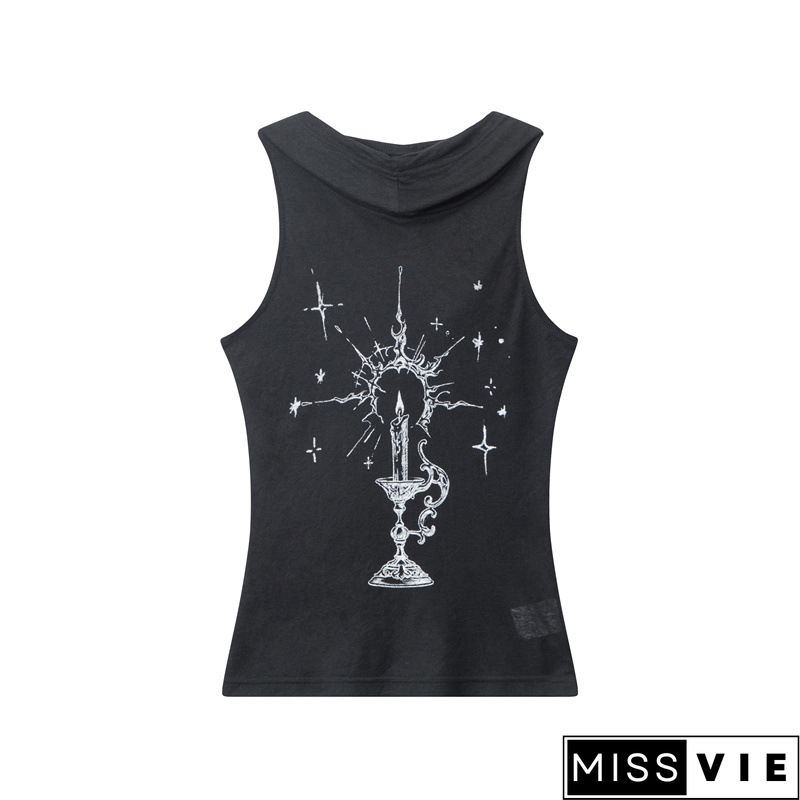 All Seeing Eye Print Sleeveless Graphic Tank Top