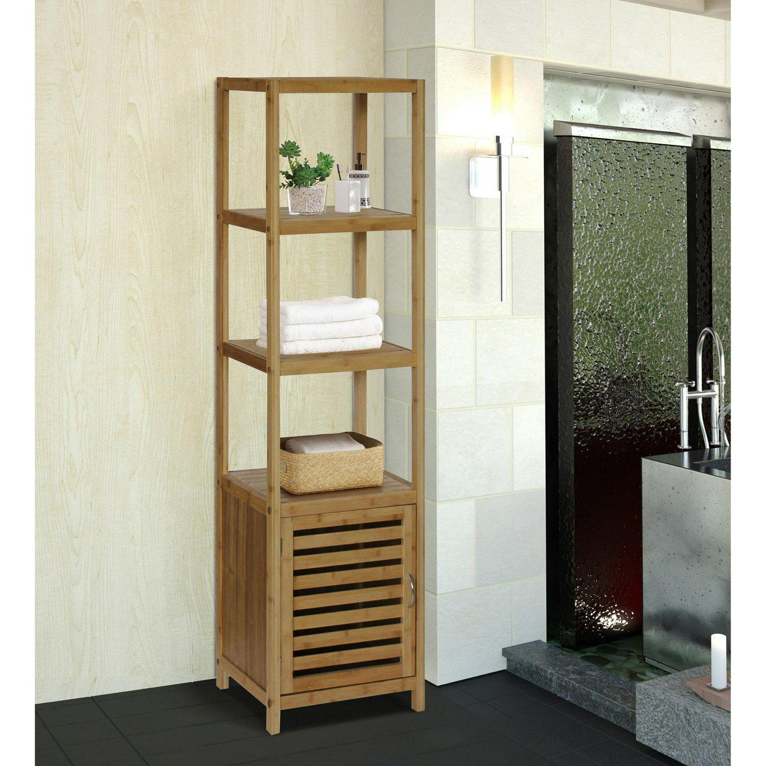 Gallerie Decor Bamboo Natural Spa 5 Shelf Tower/Cabinet