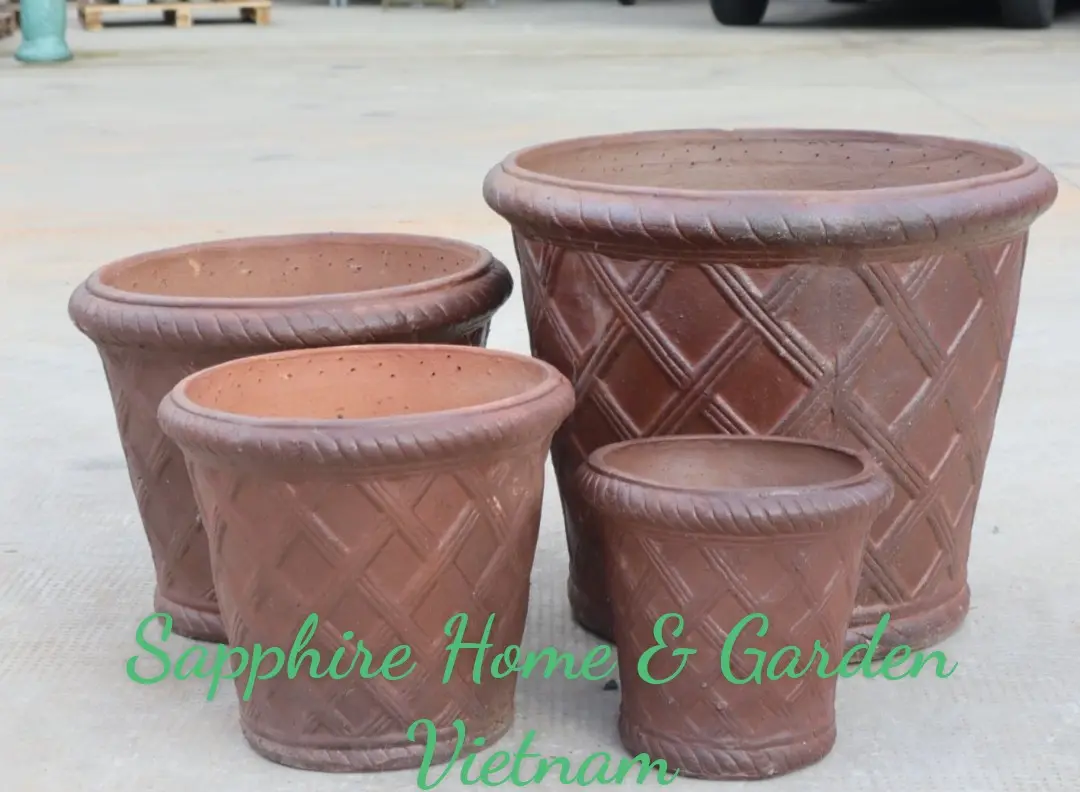 Black Clay Ceramic Pots for Plants Garden outdoor pottery Large Sandblasted Pots for garden outdoor pottery from Vietnam