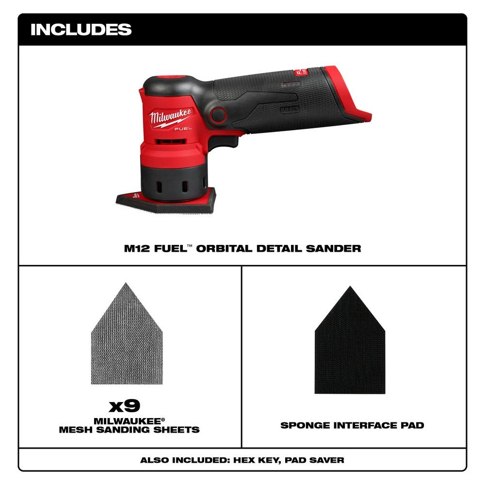 Milwaukee M12 FUEL Orbital Detail Sander Bare Tool