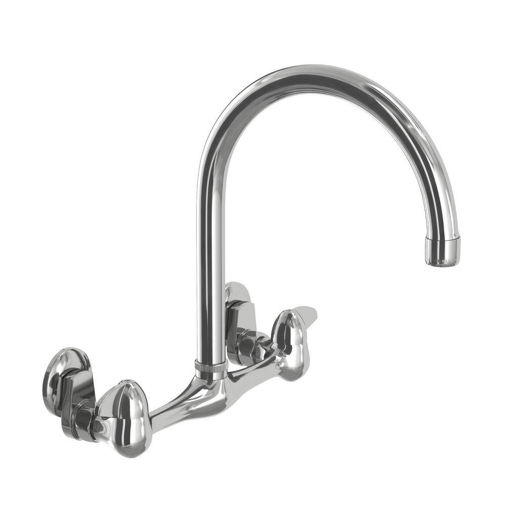 Glacier Bay Builders Double-Handle Wall Mount Standard Kitchen Faucet in Polished Chrome HD67735-0001