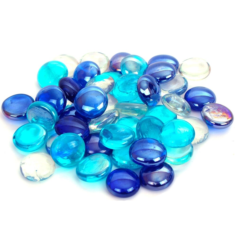 Crystal  Aqua Blue  and Dark Blue Fire Pit Glass Beads