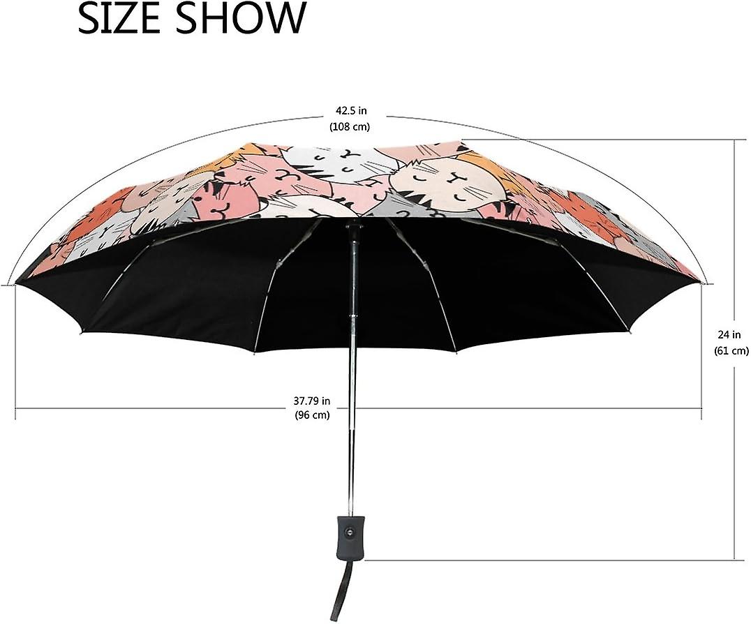 Top Carpenter Cute Cat Doodle Art Anti Uv Umbrella Parasol Auto Open/close