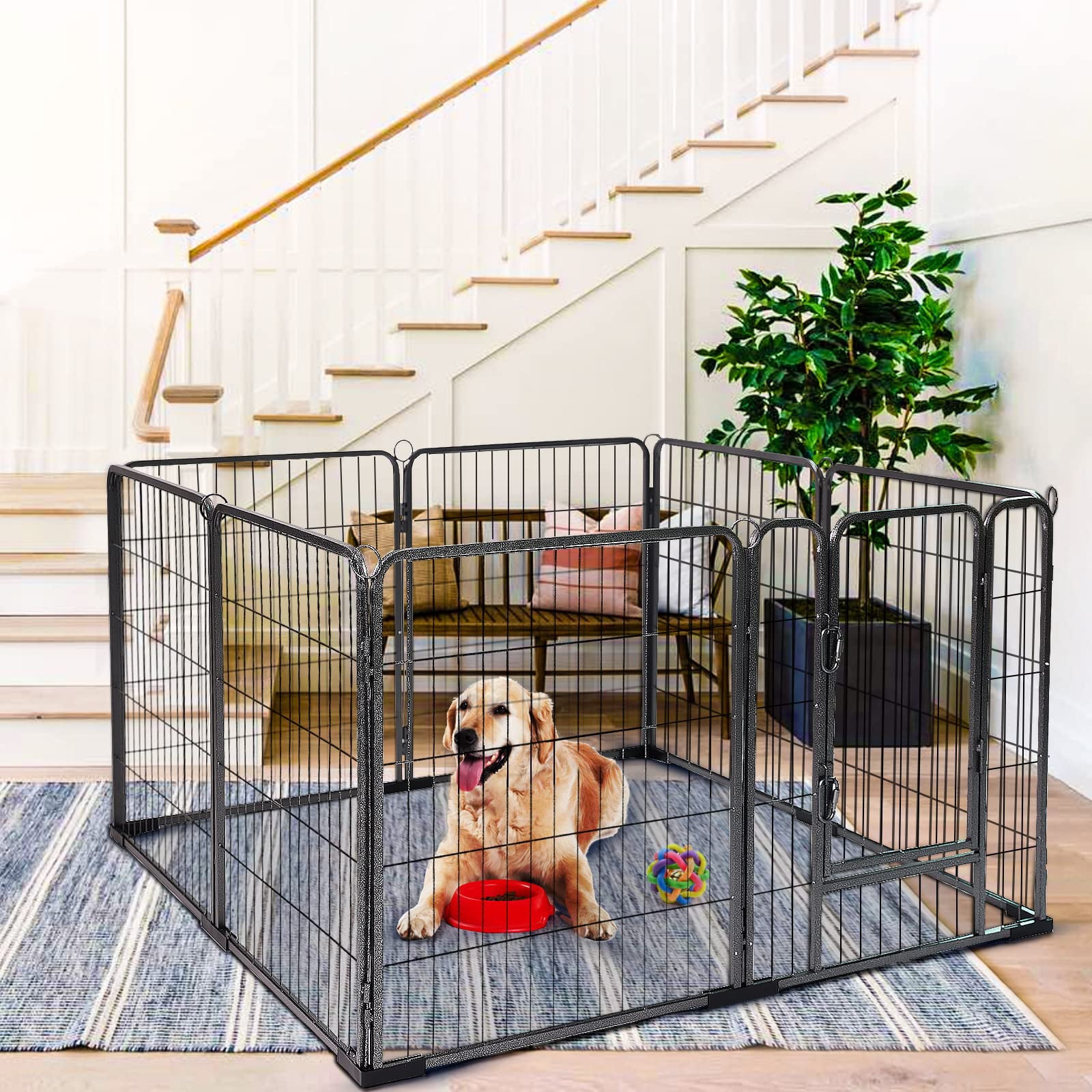 Morgete 31'' Foldable Dog Pen Heavy Duty Metal Puppy Playpen Indoor Outdoor for Small Animals - 8 Panels