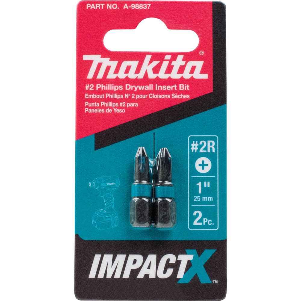 Makita Impact X #2 Phillips Drywall 1 Insert Bit 2/pk A-98837 from Makita