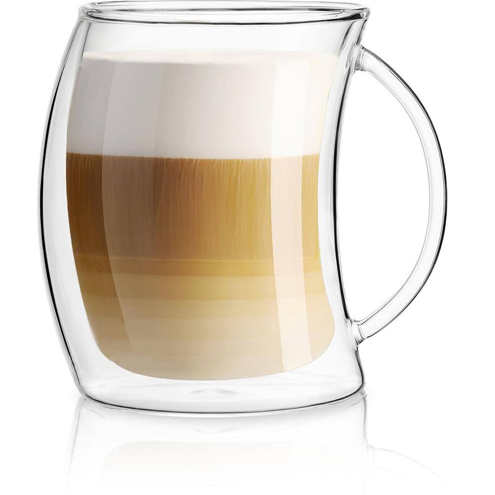 JoyJolt 13 oz. Caleo Double Wall Glass Insulated Coffee Mug (Set of 4) MG20220