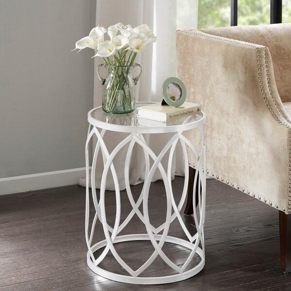 Madison Park Coen Metal Eyelet Accent Drum Table