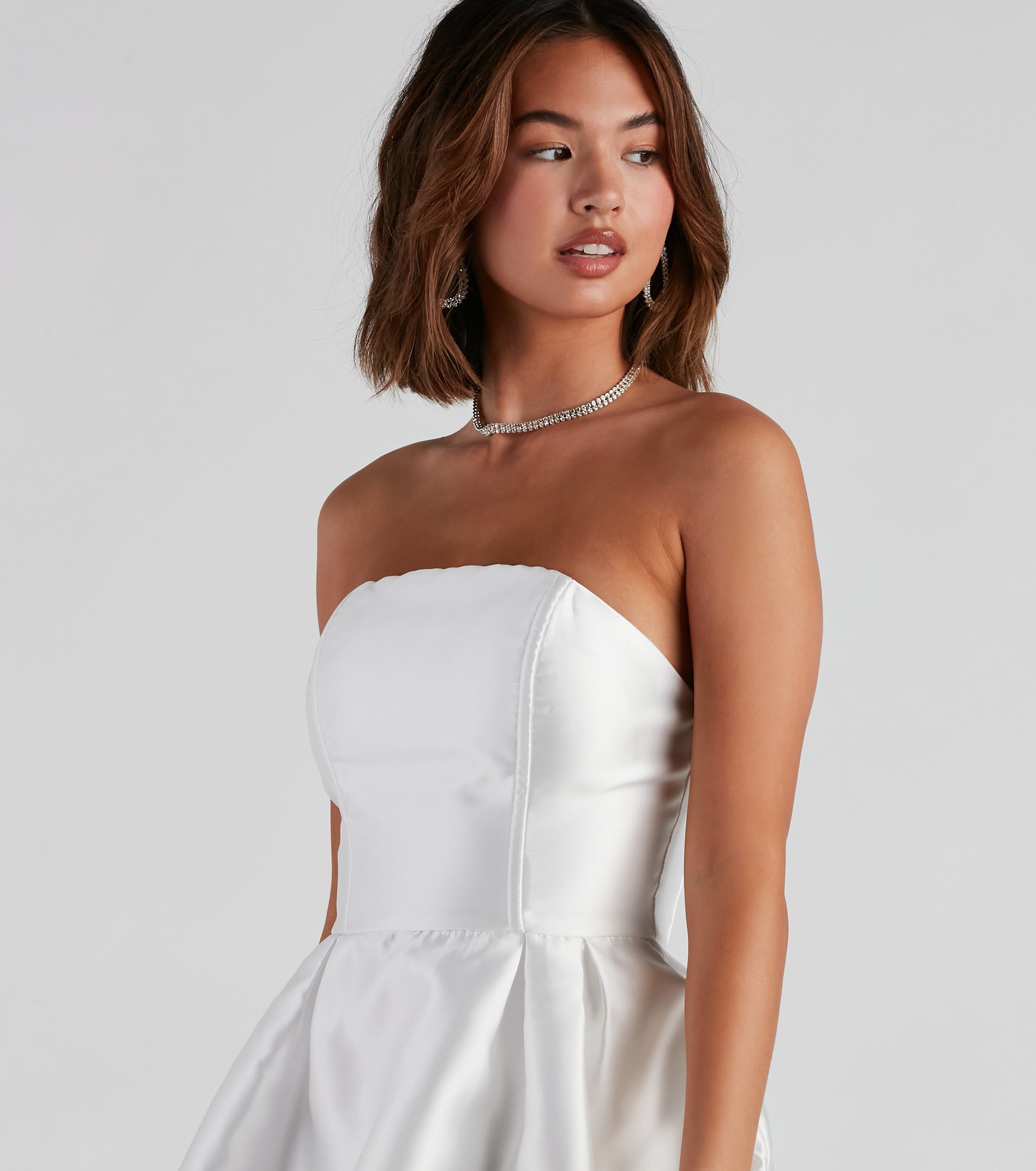 Hadley Strapless Pleated Satin Party Dress