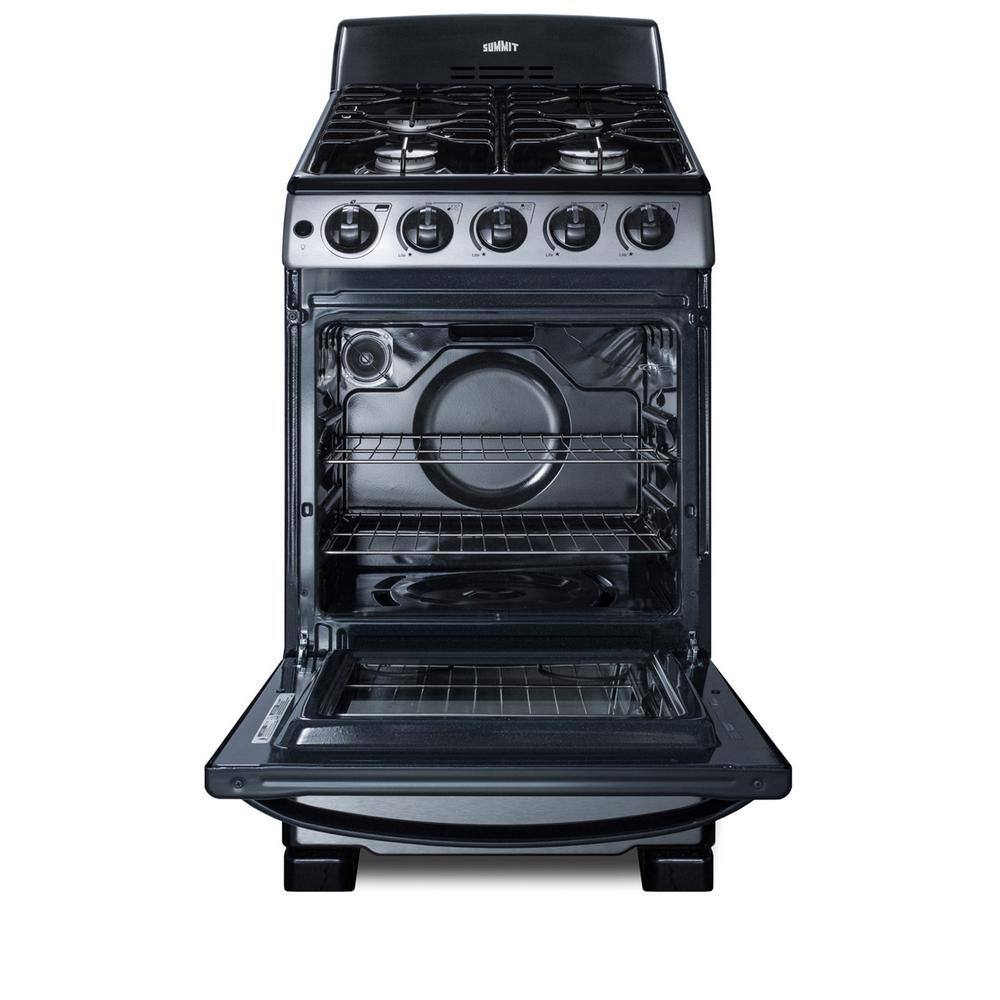 Summit Appliance 20 in. 2.3 cu. ft. Gas Range in Stainless Steel PRO201SS