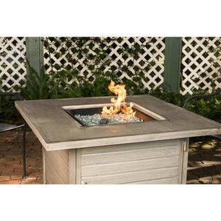 Fire Sense Langhorne 40 in. x 24 in. Square Aluminum Propane Fire Pit Table in Barnwood 62741