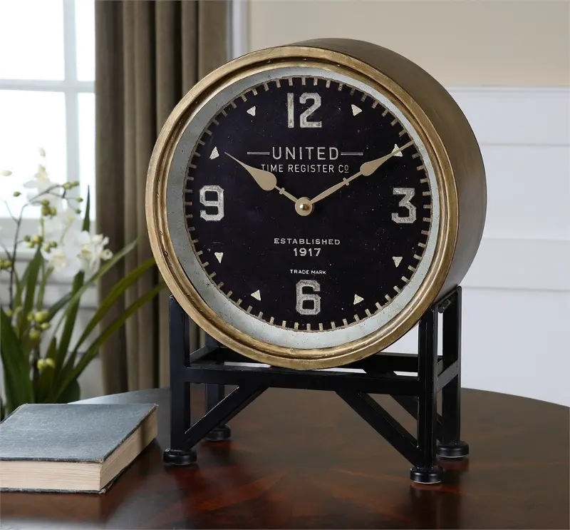 Metal and Brass Table Clock