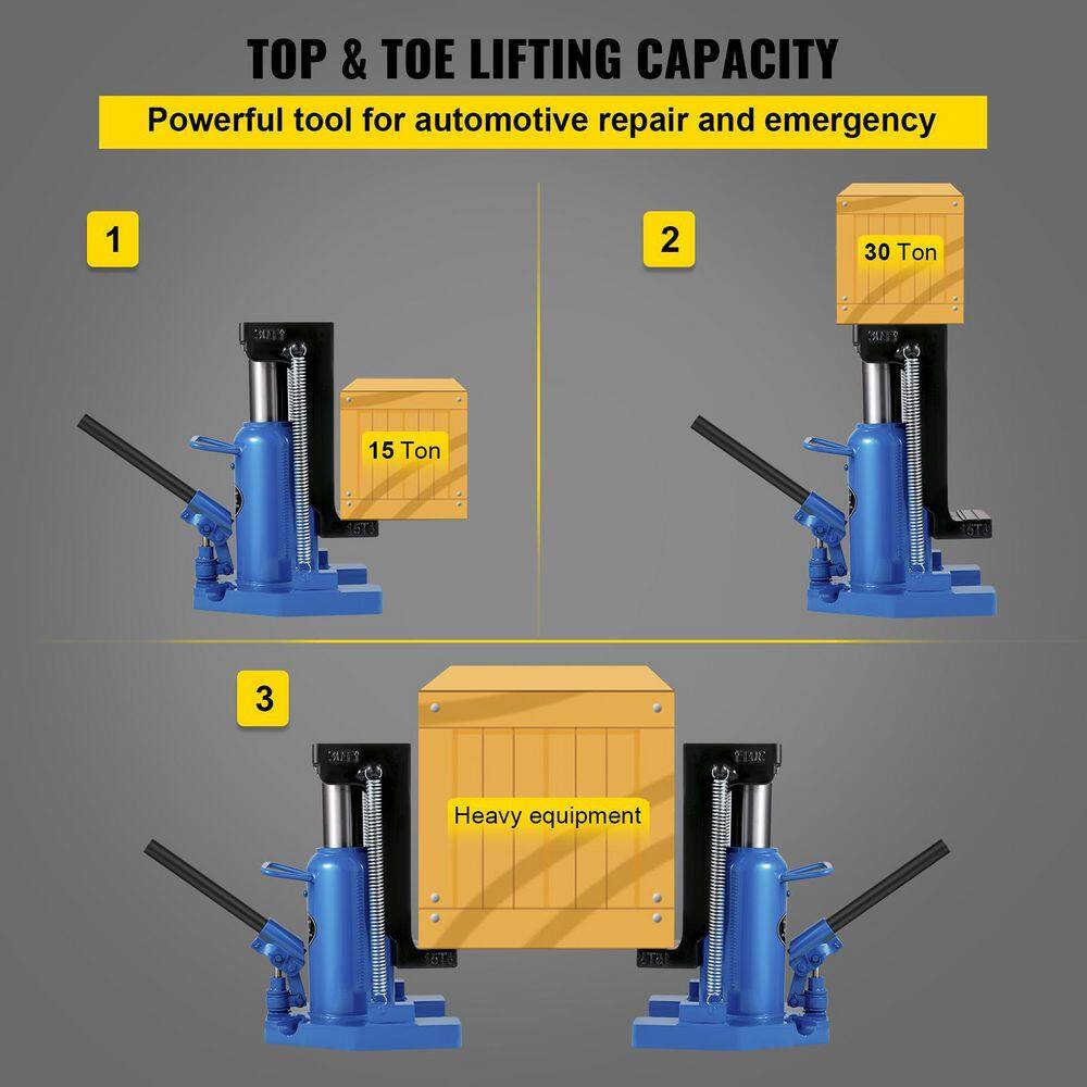 VEVOR Hydraulic Toe Jack 15-Ton On Toe Toe Jack Lift 30-Ton On Top Lift Capacity 6-15 in. Stork Air Hydraulic Toe Jack YYJZQJD15-30TPETEV0