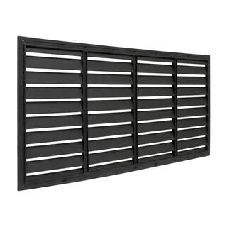 DISTINCT 24 in. x 48 in. Shutter Black Recycled Rubber Decorative Privacy Screen Panel MT5100630