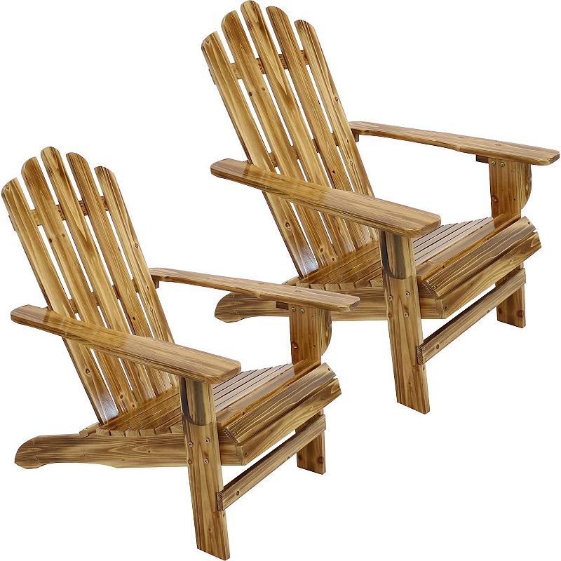 Sunnydaze Rustic Fir Wood Adirondack Chair - Charred Finish - Set of 2