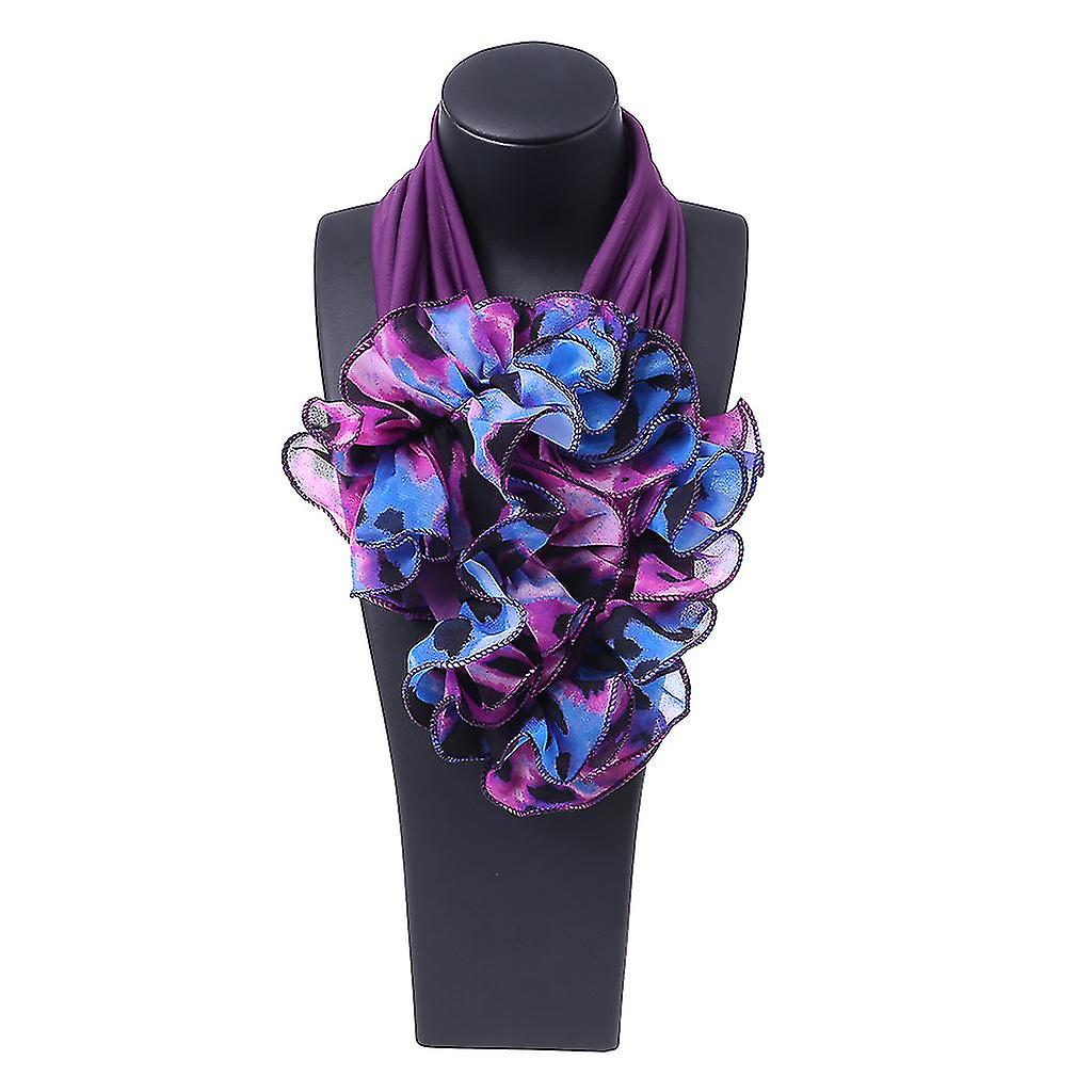 Womens Floral Collar Scarf Luxury Flower Printed Neckerchief Ring Neck Scarves