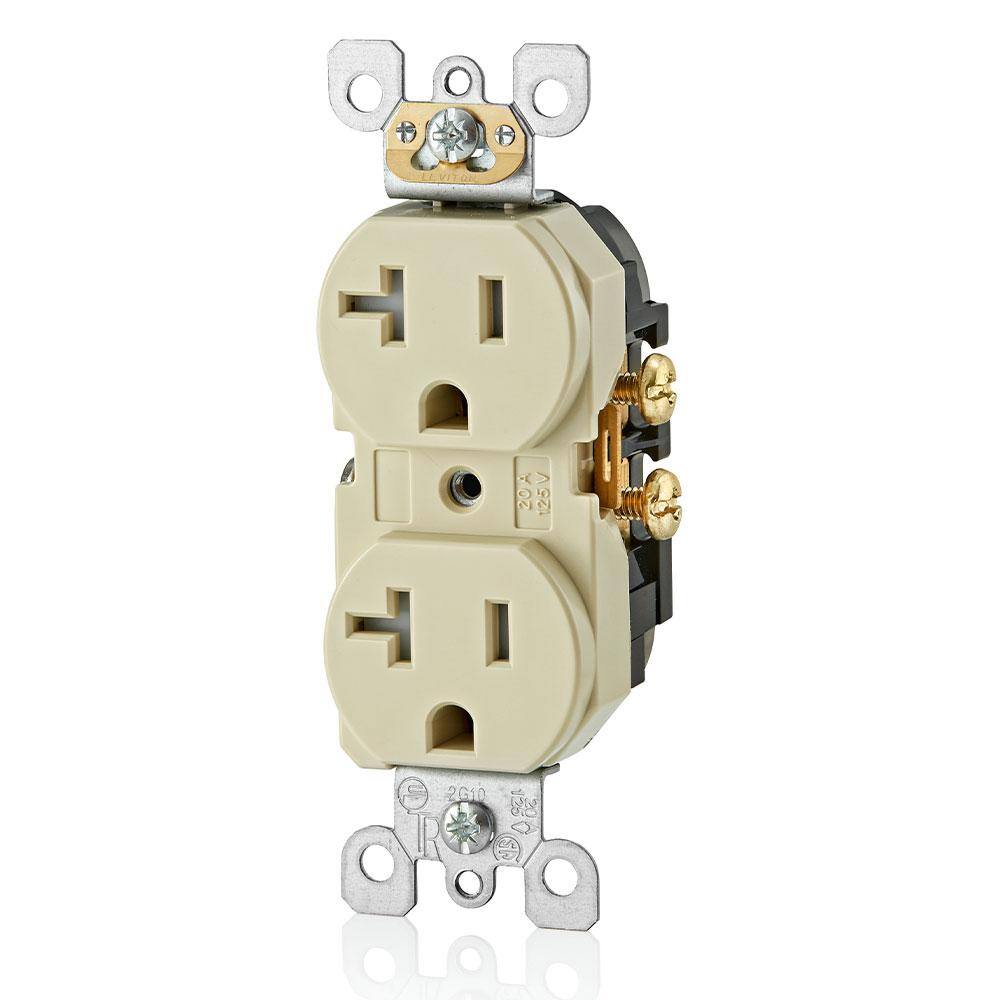 Leviton 20 Amp Residential Grade Self Grounding Tamper Resistant Duplex Outlet Ivory R51-T5820-0IS