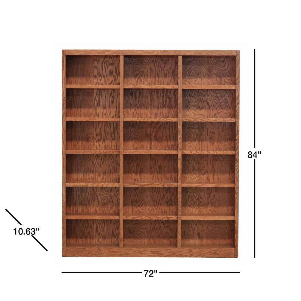 Concepts In Wood 84 in. Dry Oak Wood 18-shelf Standard Bookcase with Adjustable Shelves MI7284-D