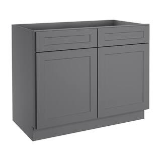 HOMEIBRO 42 in.W x 24 in.D x 34.5 in.H in Shaker Gray Plywood Ready to Assemble Base Kitchen Cabinet with 2-Drawers 2-Doors HD-SG-B42-A