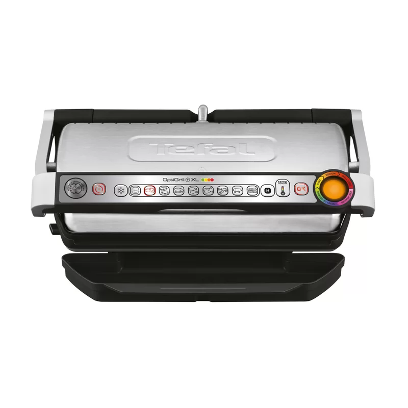 T-fal GC722D53 1800W OptiGrill XL Stainless Steel Large Indoor Electric Grill with Removable and Dishwasher Safe Plates， Silver