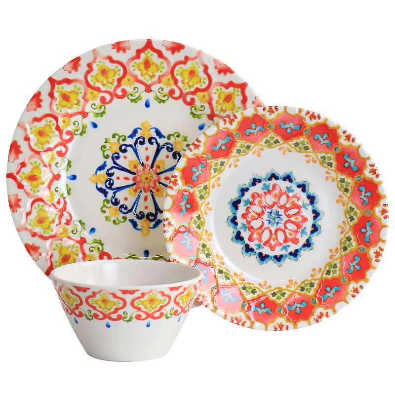 Laurie Gates California Designs Tamayo 12 Piece Melamine Dinnerware Set in Multi-Color