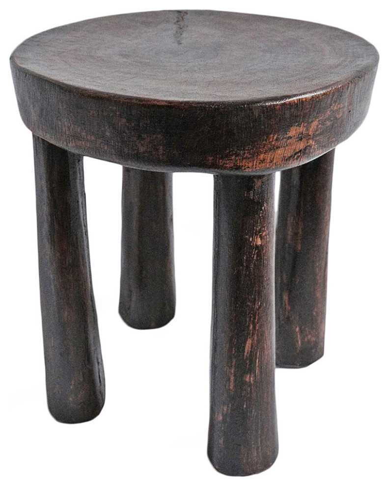 Consigned Ivory Coast Wood Stool 6   Rustic   Accent And Garden Stools   by Design Mix Furniture  Houzz