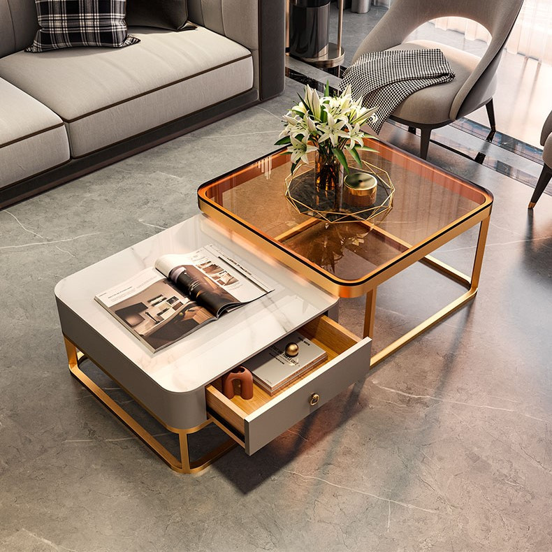 Gold/Black Nordic Coffee Table For Living Room   Modern   Coffee Table Sets   by Miron Demid LLC  Houzz