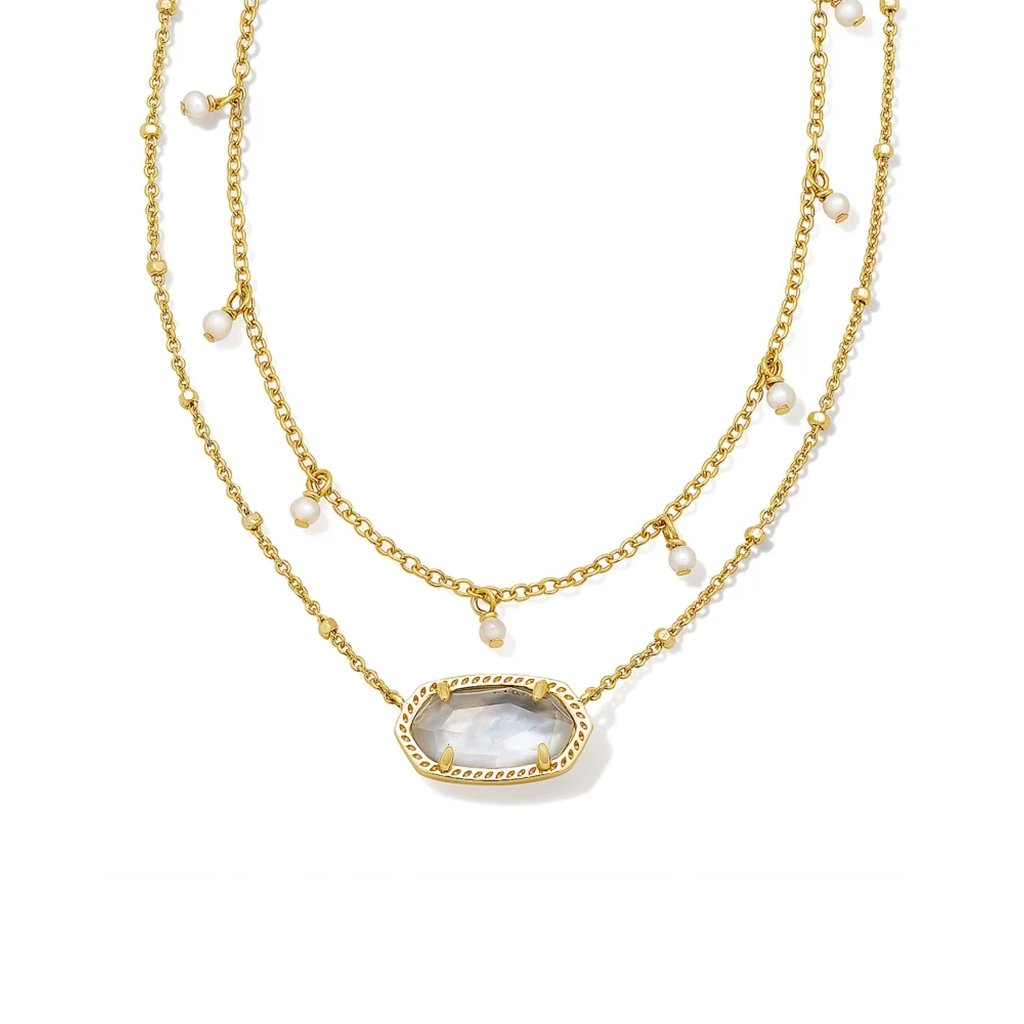 Kendra Scott  Elisa Gold Pearl Multi Strand Necklace in Ivory Mother-of-Pearl