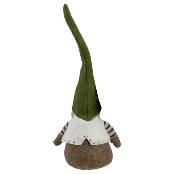 12 Green and Brown Sitting Gnome with Vest Christmas Figure