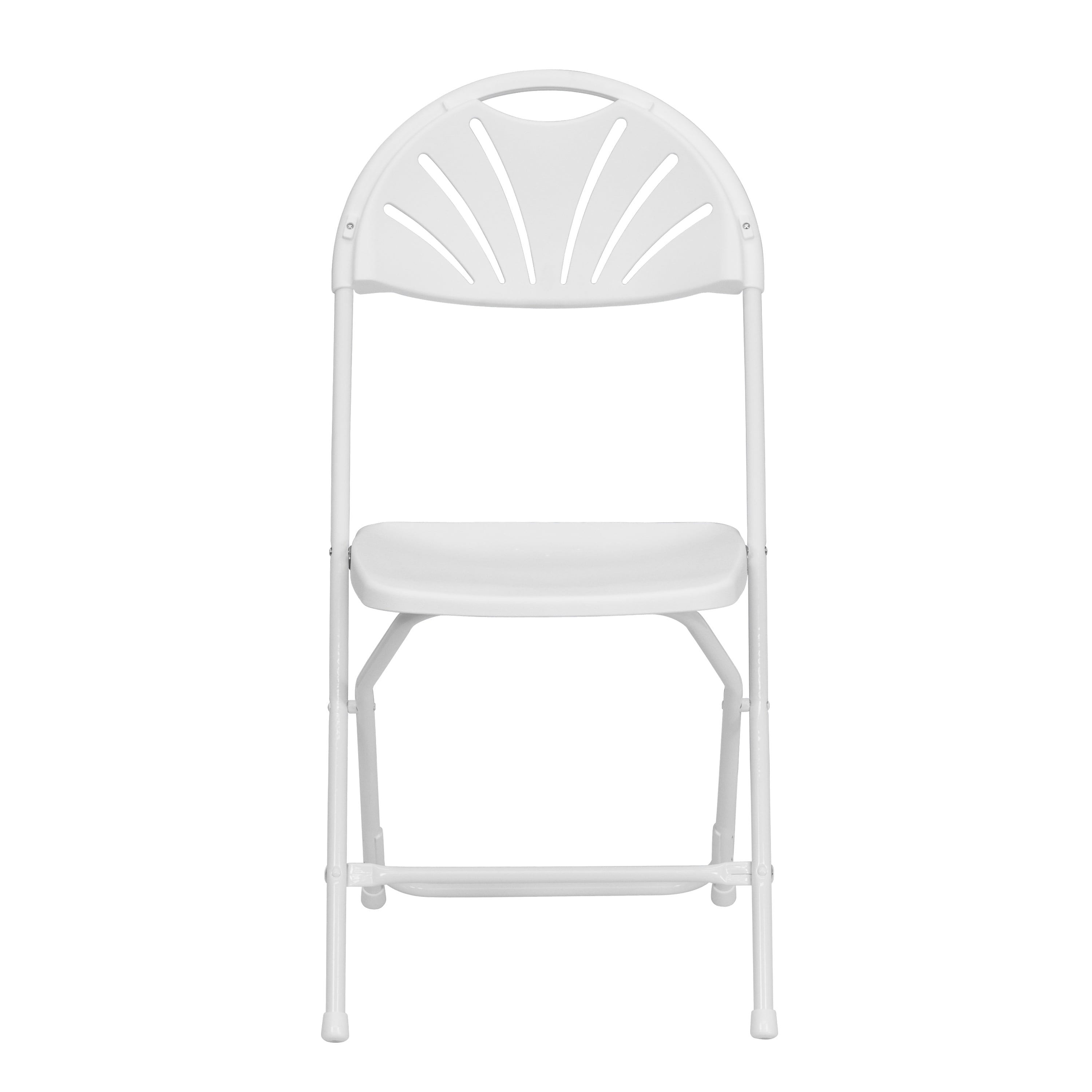 BizChair 8 Pack 650 lb. Capacity White Plastic Fan Back Folding Chair