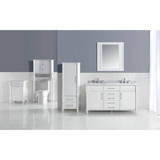 Home Decorators Collection Aberdeen 60 in. W x 22.1 in. D x 34.5 in. H Freestanding Bath Vanity in White with Carrara Marble Top Aberdeen 60W