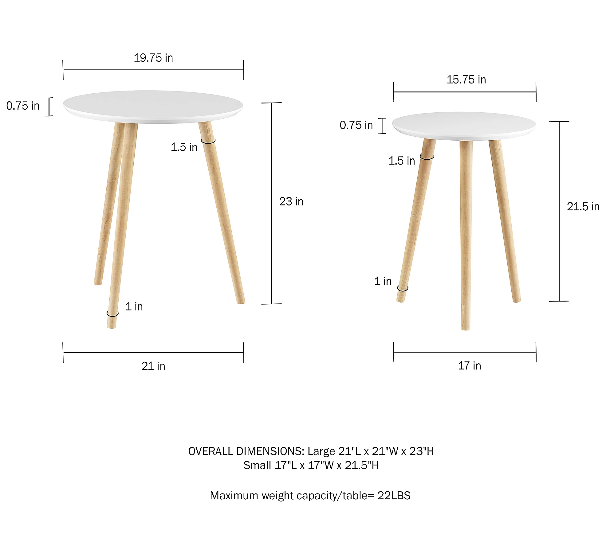 Lavish Home Pair Nesting Accent Tables with Circle Top