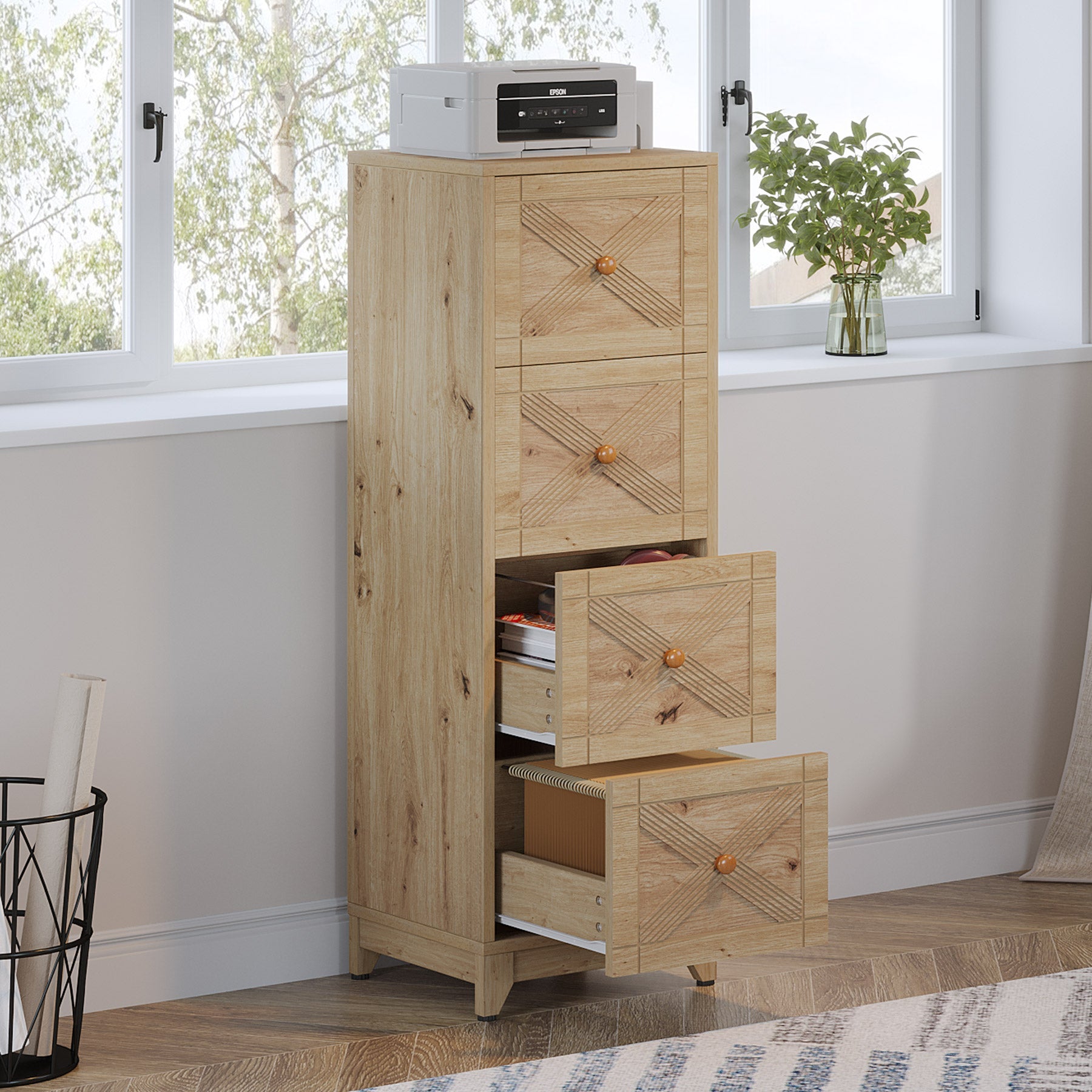 4-Drawer File Cabinet, Vertical Wood Filing Cabinet