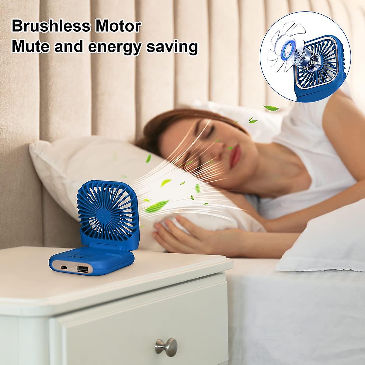 Usb Fan Mini Fan Quiet Hanging Hand Fan， Usb Rechargeable With 3 Speeds， Foldable And Portable Fan For Home， Office And Travel (blue)