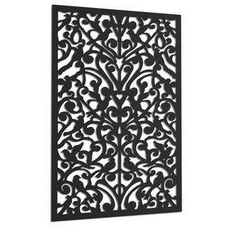 Acurio Latticeworks Ginger Dove 4 ft. x 32 in. Black Vinyl Decorative Screen Panel 4832PVCBK-GND