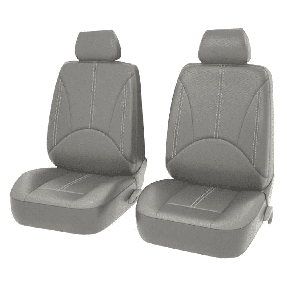 9PCS PU Leather Universal Car Seat Covers Full Set，Luxury Leather Soft Waterproof Gray for Cars SUV Sedan