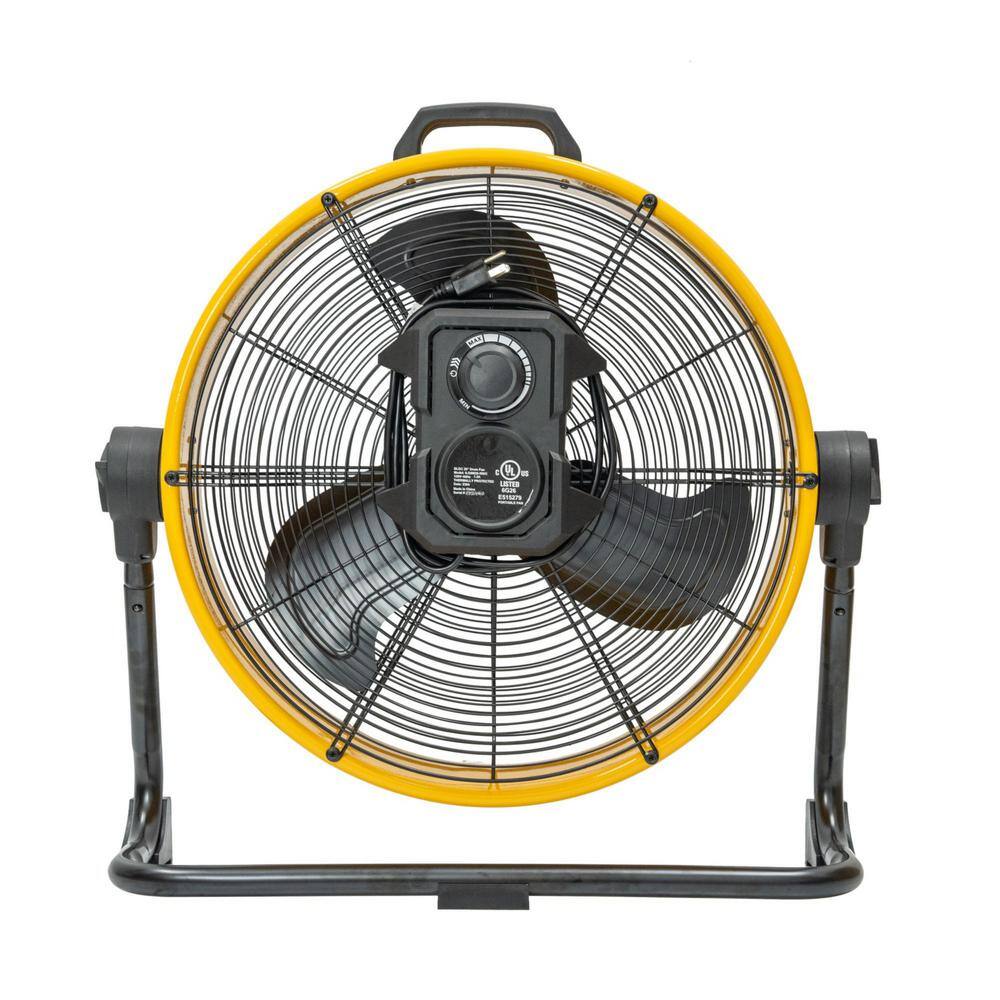 iLIVING 20 in. Step-less Speed Adjustment 5703 CFM Heavy Duty High Velocity Barrel Floor Drum Fan in Yellow with DC Motor ILG8M20-50DC