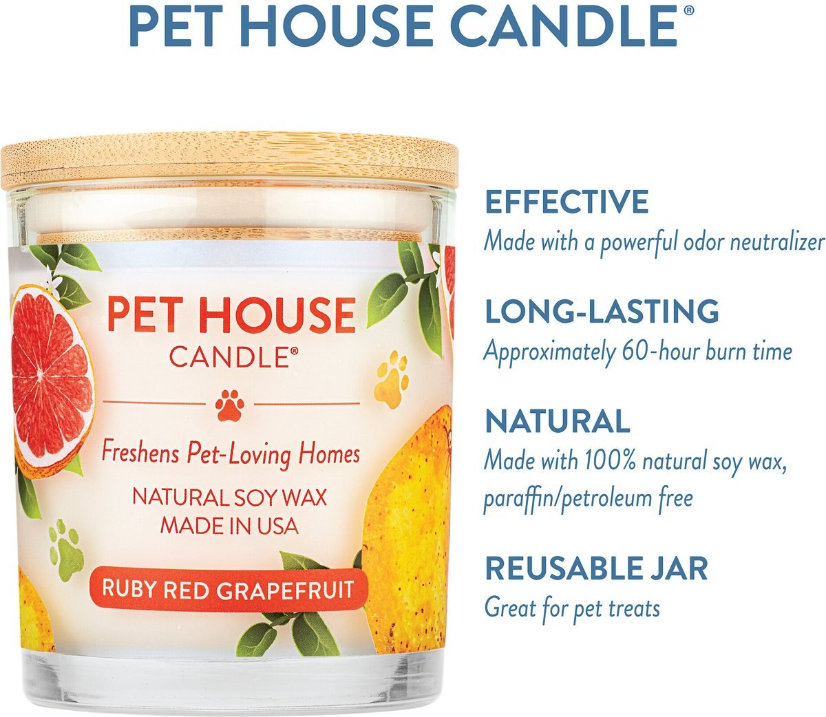 Pet House Ruby Red Grapefruit Natural Soy Candle