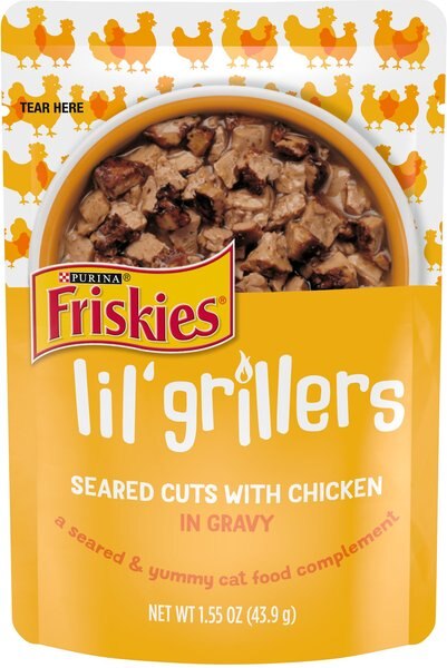 Friskies Lil' Grillers Seared Cuts With Chicken In Gravy Wet Cat Food，1.55-oz pouches， case of 16