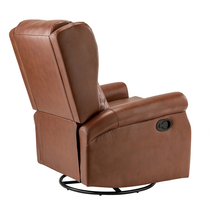 Leather Manual Swivel Recliner with Metal Base