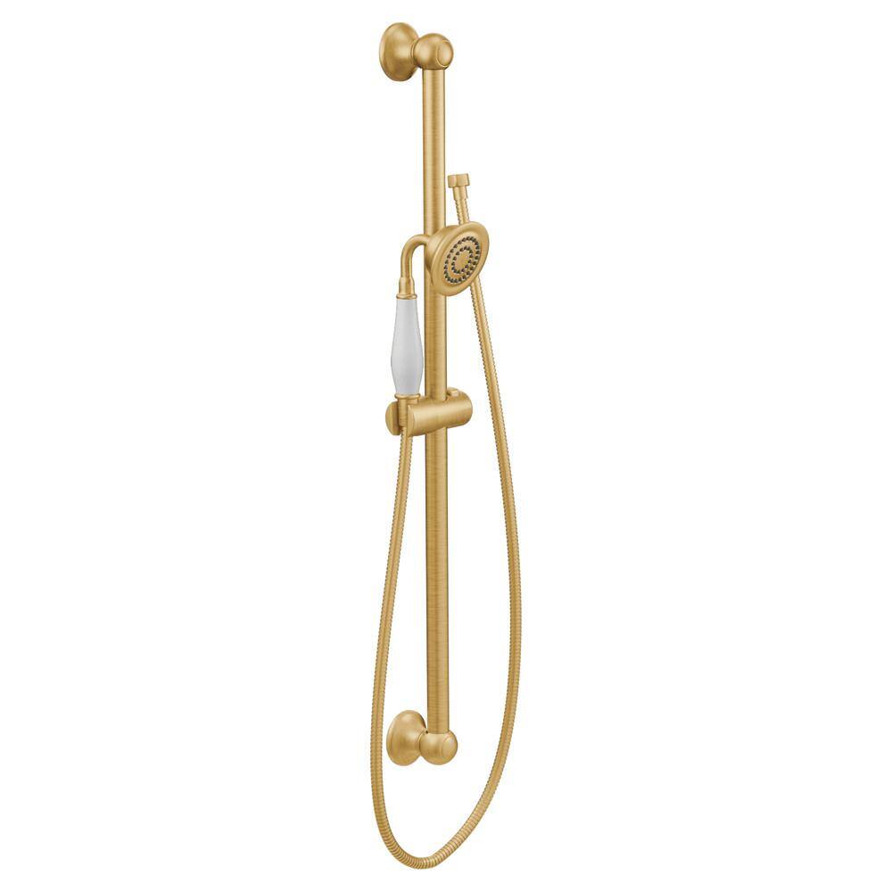 MOEN Weymouth Eco-Performance 1-Spray 3 in. Handshower with Slide Bar in Brushed Gold S12107EPBG