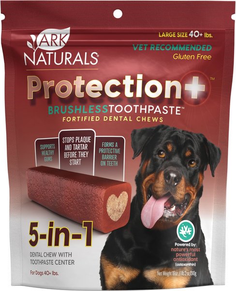 Ark Naturals Brushless Toothpaste Protection+ Large Dental Dog Treats