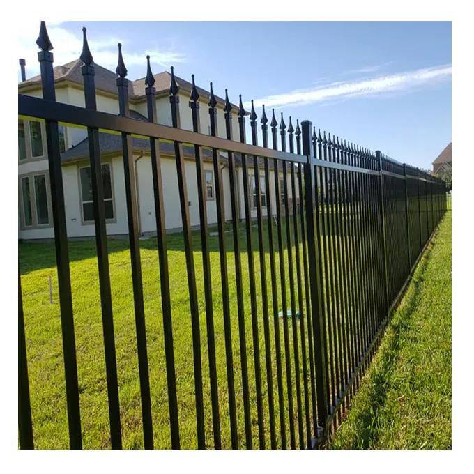 Factory supply steel metal fence 8foot long 6 foot hight steel tubular fence durable steel fence