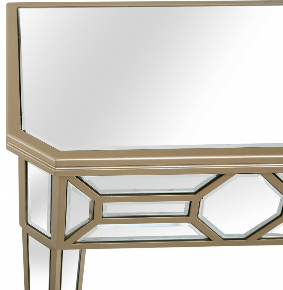 Gold Trimmed Mirrored Console Table   Contemporary   Console Tables   by HomeRoots  Houzz